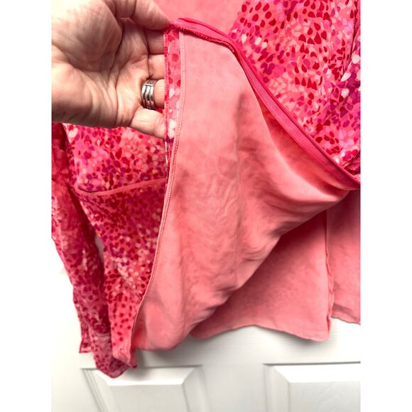 Ann Taylor Pink Silk Blouse Lined Side Zip V Neck - Picture 6 of 7